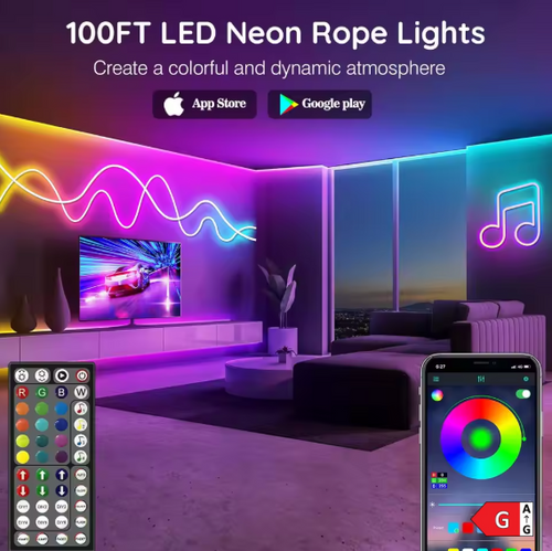 AURA NEON — Ruban LED Néon RGB Connecté, Intérieur & Extérieur