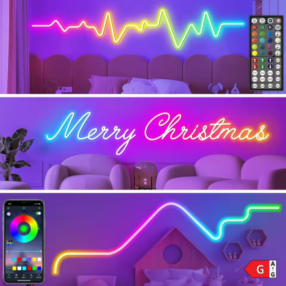 AURA NEON — Ruban LED Néon RGB Connecté, Intérieur & Extérieur